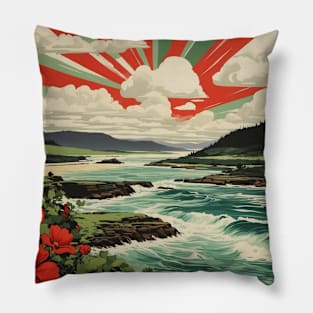 Nova Scotia Canada Vintage Poster Tourism Pillow