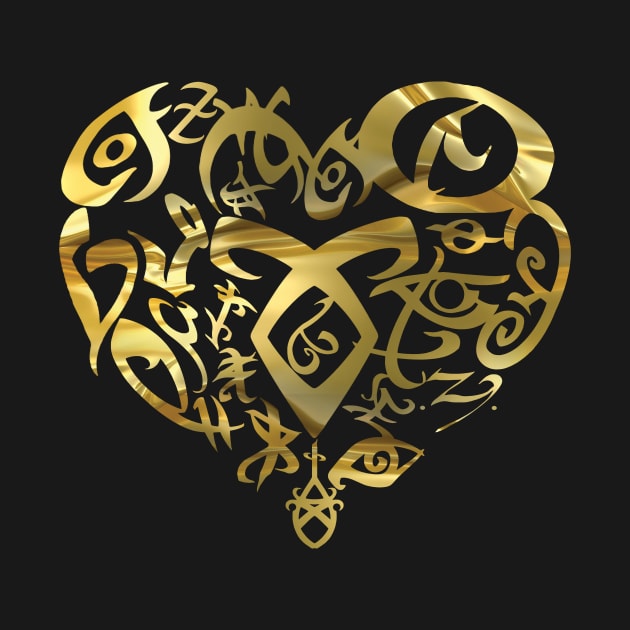 Shadowhunters rune / The mortal instruments - heart rune (liquid gold) - Parabatai - Mundane gift idea by Vane22april