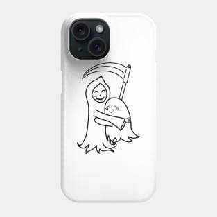 Cute Grim Reaper & Ghost Hug | Friendship | Azrael & Specter | Outlines Phone Case