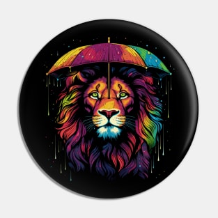 Lion Rainy Day With Umbrella Pin