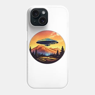 UFO flying over the mountains Phone Case