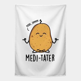 Medi-tate Cute Meditating Potato Pun Tapestry