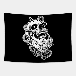 skull and demon with smile Tapestry