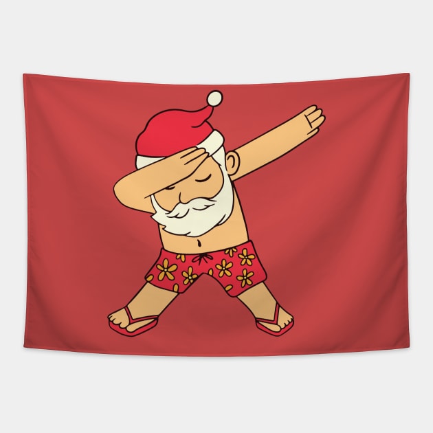 Dabbing Summer Santa Claus Cartoon Tapestry by SLAG_Creative