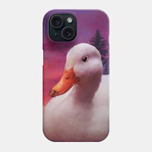 a white duck in the sky painting Phone Case