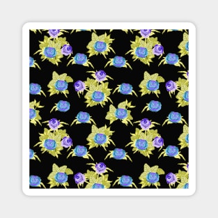 Blue Rose Seamless Pattern Floral Artwork Magnet