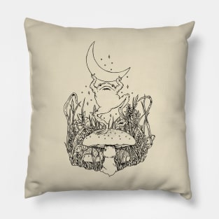 Moon frog (B&W) Pillow