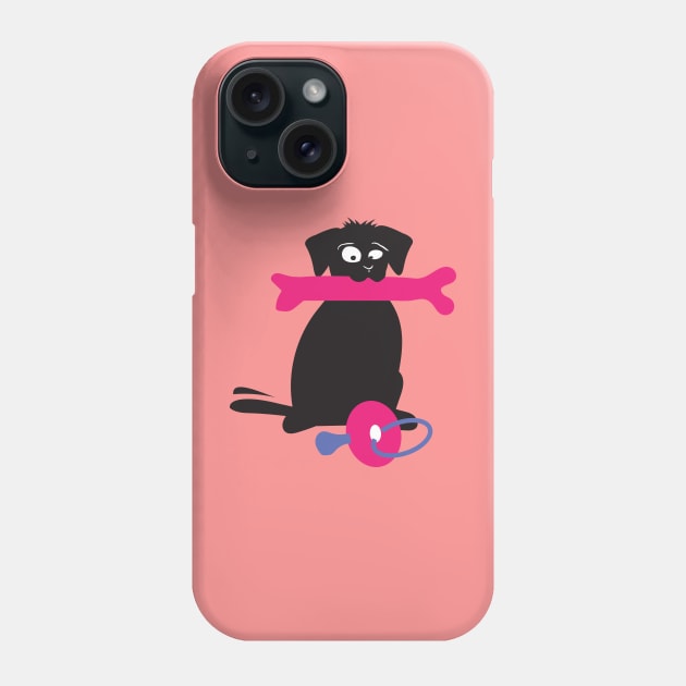 Black labrador puppy with bone Phone Case by Robin Studio