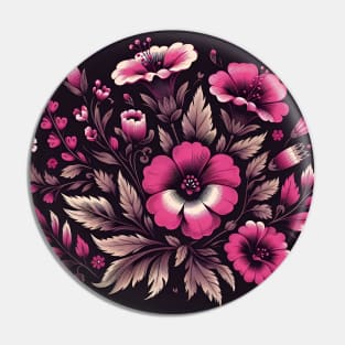 Magenta Floral Illustration Pin
