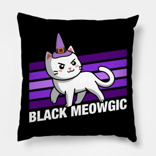 Black Meowgic Cute Funny Cat Quotes Pillow