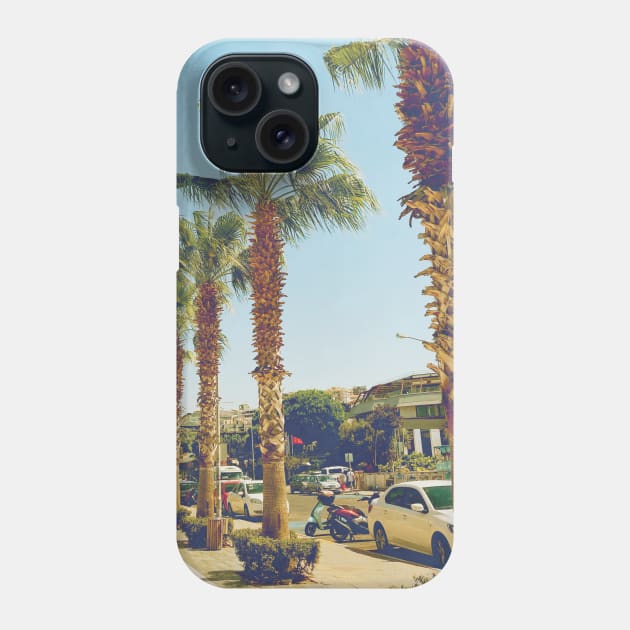 Pretty picture of a Palm Tree. Pretty Palm Trees Photography design with blue sky Phone Case by BoogieCreates