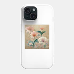 Traditional Japanese Flowers Painting Canvas #2 Phone Case