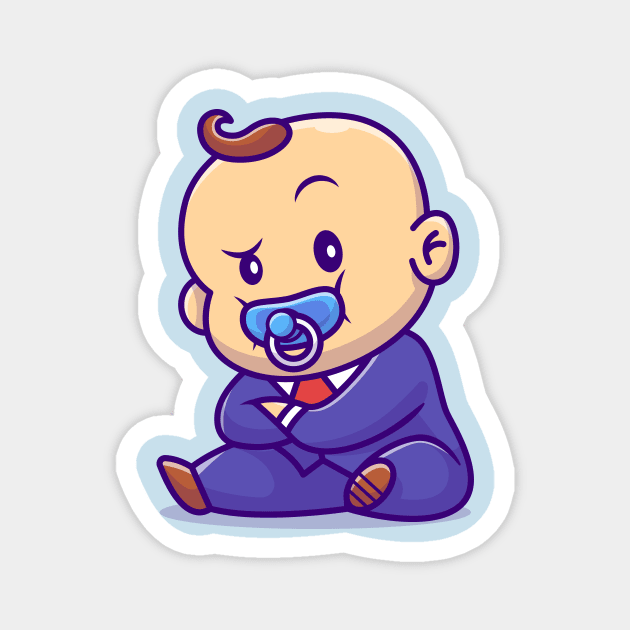 Cute Baby Boss With Pacifier Cartoon Magnet by Catalyst Labs