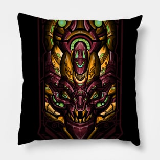 mecha looking tiki mask Pillow