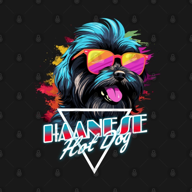 Retro Wave Havanese Hot Dog Shirt by Miami Neon Designs