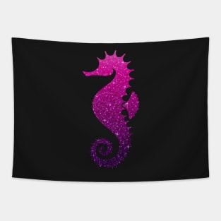 Pink and Purple Ombre Faux Glitter Seahorse Tapestry