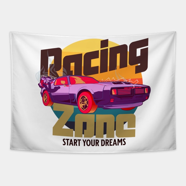 Racing Zone futuristic motors cyber sunset Tapestry by SpaceWiz95