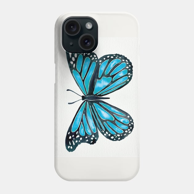 Blue Butterfly Phone Case by CatCoq