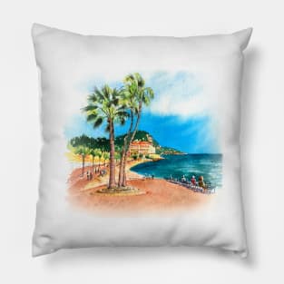 Promenade des Anglais in Nice, France Pillow