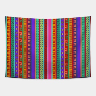 Ethnic Peruvian Motif Striped Pattern Tapestry