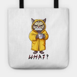 What Cat With Knife Holding A Coffee Cup Tote