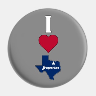 Vertical I Love Grapevine / I Heart Grapevine Lone Star State Texan Pin