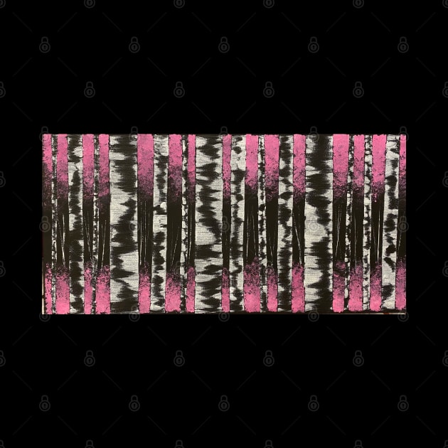 Black and White Birch Trees with Pink Leaves by J&S mason