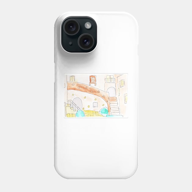 Watercolor background. Architecture, exterior, art decoration, sketch. Illustration hand drawn modern Phone Case by grafinya