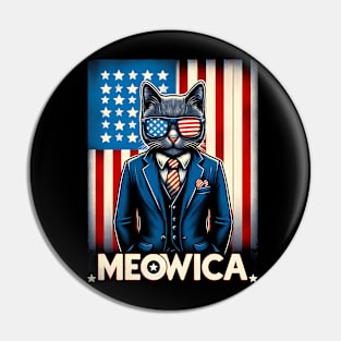 Meowica Cat 4th of July Pin