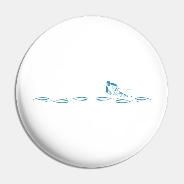 Skiing in Snow Drifts Silhouette Pin by Gregorous Design