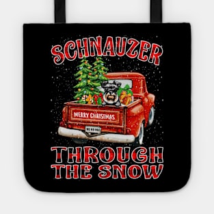 Christmas Schnauzer Through The Snow Dog Santa Truck Tree Tote