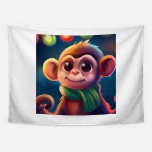Cute Monkey Drawing Tapestry