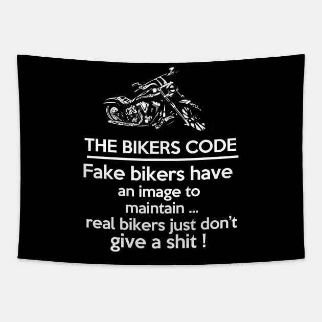 Fake bikers have as image to maintain, real bikers just don't give a shit Tapestry by cypryanus