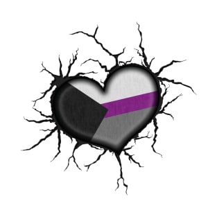 Demisexual Heart Thrown into Cracked surface T-Shirt