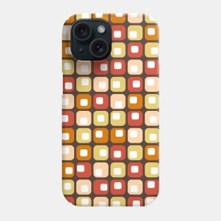 Funky 1970s Squares in Brown Orange Peach Yellow White Phone Case