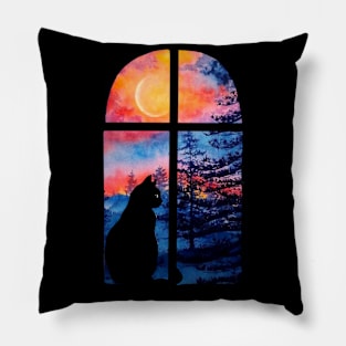 Cat at home in shadows Pillow