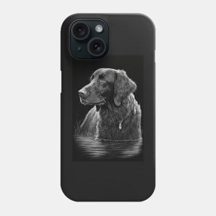 Flatcoated Retriever black and white Phone Case