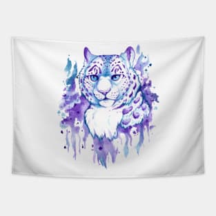 Snow Leopard Drip Tapestry