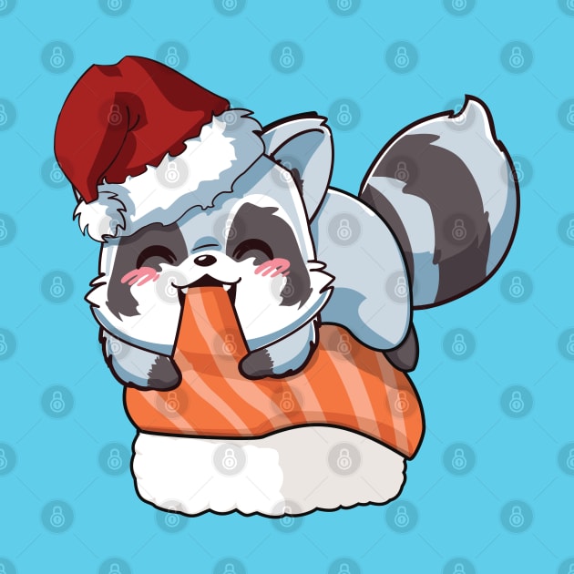 Racoon Salmon Sushi Christmas by Myanko