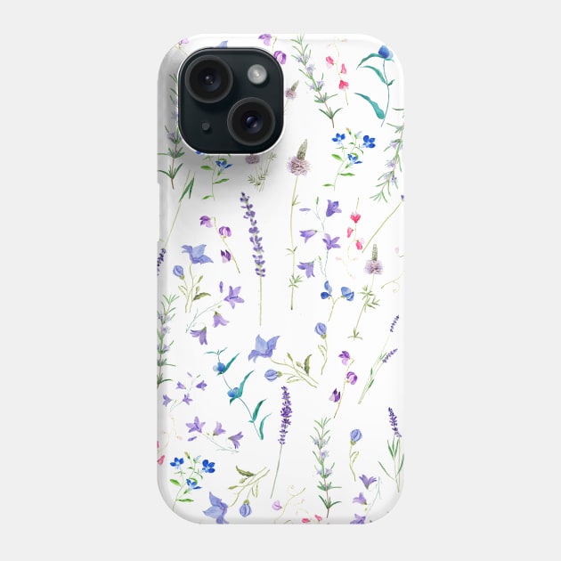 delicate purple wildflowers pattern Phone Case by colorandcolor