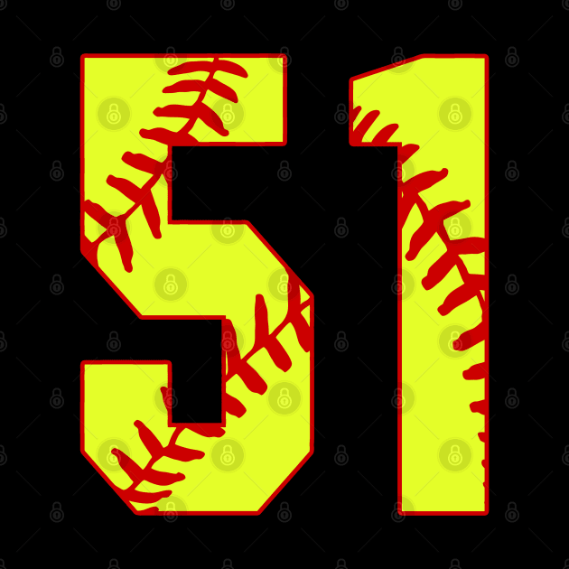 Fastpitch Softball Number 51 #51 Softball Shirt Jersey Uniform Favorite Player Biggest Fan by TeeCreations