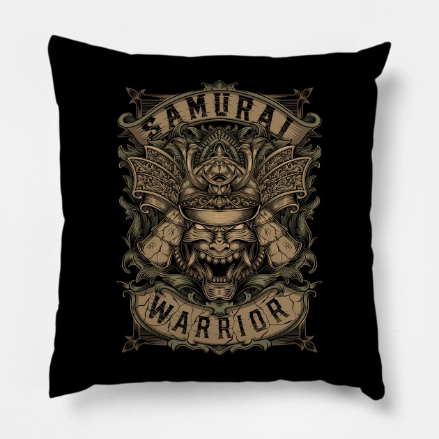 Samurai Warrior Pillow by Tonymidi Artworks Studio