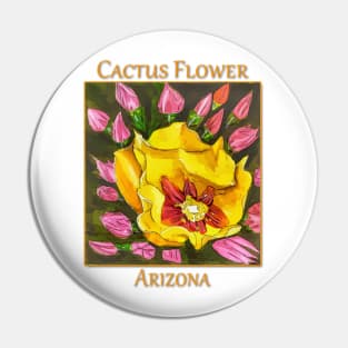 Yellow cactus flower from the state of Arizona Pin