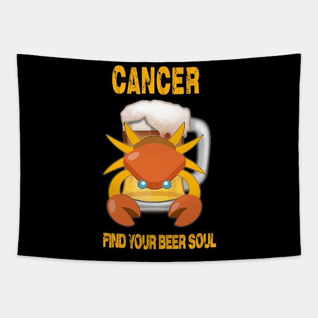 Cancer sign funny beer t-shirt Tapestry by Cervezas del Zodiaco