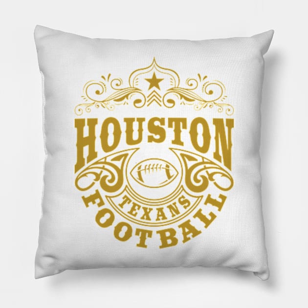 Vintage Retro Houston Texans Football Pillow by carlesclan