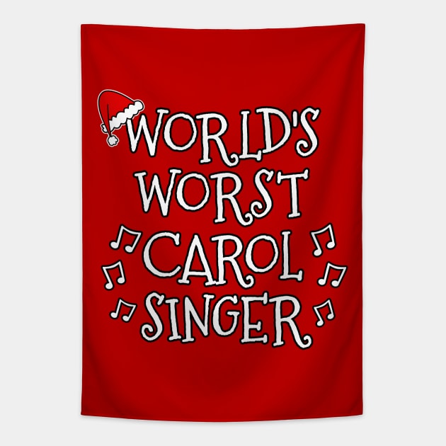 World's Worst Carol Singer Church Christmas 2022 Tapestry by doodlerob