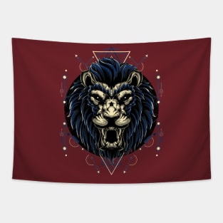 Blue Hair and blonde eyes Lion Tapestry