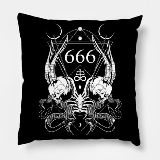 666 with some skulls, serpents and Leviathan cross Pillow