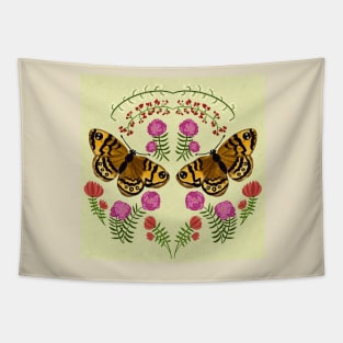 Folk style Butterflies and Flowers Tapestry