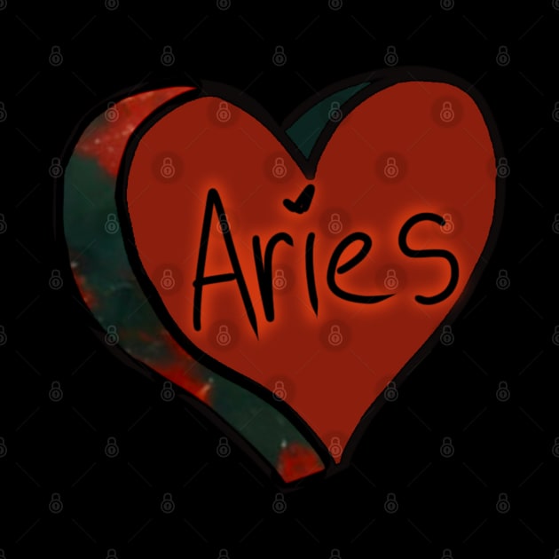 Aries Bloodstone Love Heart by ROLLIE MC SCROLLIE